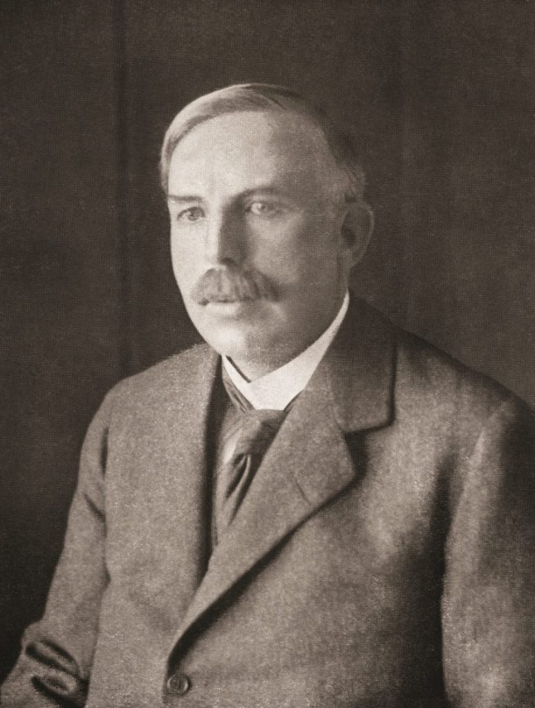 Photograph of Rutherford who described the positive charge of nucleus of an atom