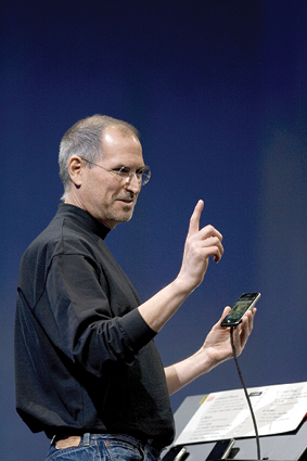 Steve Jobs demonstrating the first iPhone.